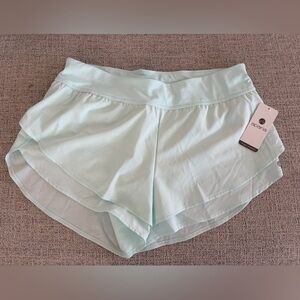 Apana Yoga Lifestyle Bleached Aqua Athletic Shorts Size Large NEW WITH TAGS